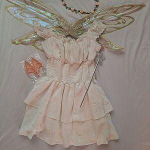 Pink Tiered Ruffle Fairy Dress with Star Wand